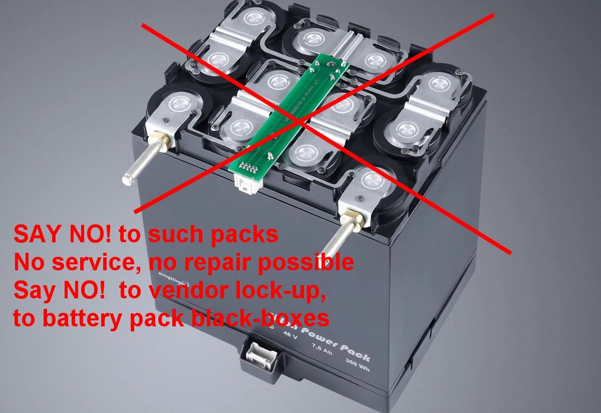 The factory manufactured packs – Say No! to the battery black-boxes  