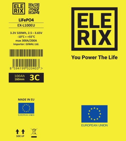 ELERIX EX-L100EU Lithium Cell - Made in EU